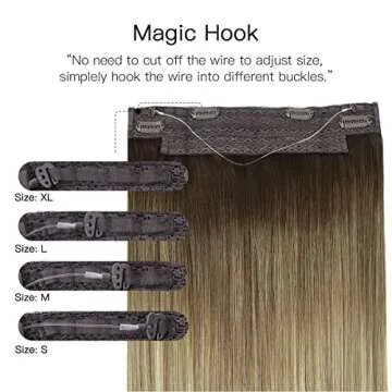 HOTBANANA Wire Hair Extensions, 14 inch 75g Walnut Brown to Ash Brown and Bleach Blonde Fish Line Hair Extensions Real Human Hair Straight Invisible Wire Hair Extensions Remy Hair Extensions