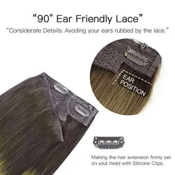 HOTBANANA Wire Hair Extensions, 14 inch 75g Walnut Brown to Ash Brown and Bleach Blonde Fish Line Hair Extensions Real Human Hair Straight Invisible Wire Hair Extensions Remy Hair Extensions