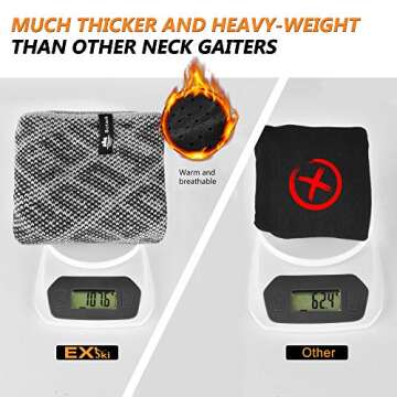 EXski Winter Drawstring Neck Gaiter Warmer, Thick Fleece Lined Face Mask for Cold Weather Skiing Men...