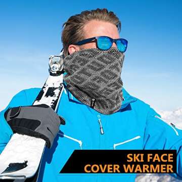 EXski Winter Drawstring Neck Gaiter Warmer, Thick Fleece Lined Face Mask for Cold Weather Skiing Men Women