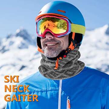 EXski Winter Drawstring Neck Gaiter Warmer, Thick Fleece Lined Face Mask for Cold Weather Skiing Men Women