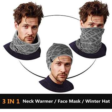 EXski Winter Drawstring Neck Gaiter Warmer, Thick Fleece Lined Face Mask for Cold Weather Skiing Men Women