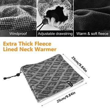 EXski Winter Drawstring Neck Gaiter Warmer, Thick Fleece Lined Face Mask for Cold Weather Skiing Men Women