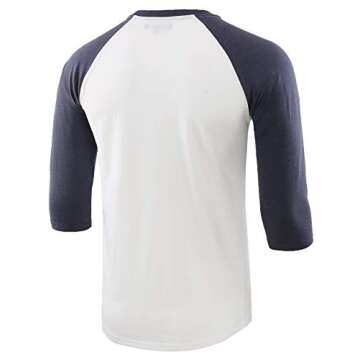 Estepoba Men's Casual Basic Vintage 3/4 Raglan Sleeve Jersey Active Sports Baseball Tee Shirts White/C.Blue M