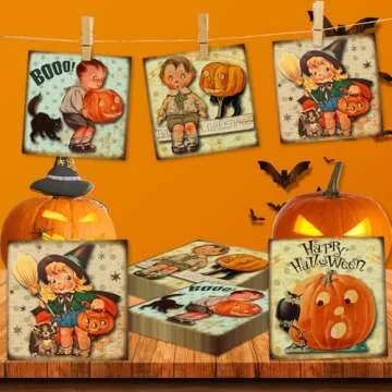 Vintage Halloween Decorations Napkins, 40Pcs Halloween Party Supplies Retro Ghost Haunt Pumpkin Halloween Napkins Happy Halloween Halloween Birthday Party Favors for Kids