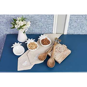 Mud Pie Ceramic Pineapple Shaped Dip Condiment Bowls Set of 3, 6.5" H x 4.5" W