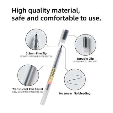 15Pcs Premium Black Gel Pens - Extra Fine Point for All Writing Needs