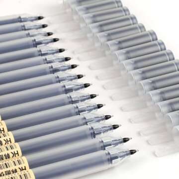 15Pcs Premium Black Gel Pens for Smooth Writing