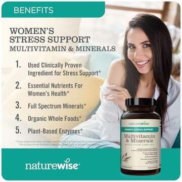 NatureWise Multivitamin for Women + Stress Support + B-Complex + Vitamin C + D3 K2 for Immunity, Hai...