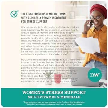 NatureWise Multivitamin for Women + Stress Support + B-Complex + Vitamin C + D3 K2 for Immunity, Hair, Skin & Nails, Digestion + Whole Organic Foods - Vegetarian, Non-GMO - 60 Capsules[1-Month Supply]