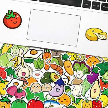Simple Cartoon Fruit Stickers for Boys Kids Girls Teens, Cartoon Waterproof Vinyl Stickers for Laptop Hydroflasks Water Bottle Bike Notebook Cup Helmet Phone Scrapbook, Cute Decals Pack[Fruit-50Pcs]