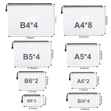 EOOUT 30pcs Mesh Zipper Pouch, Organizer Bags, Waterproof, Plastic Zip File Docunment Folders, Clear...