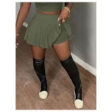 Stylish SOLY HUX Women's Army Green Skirt Set