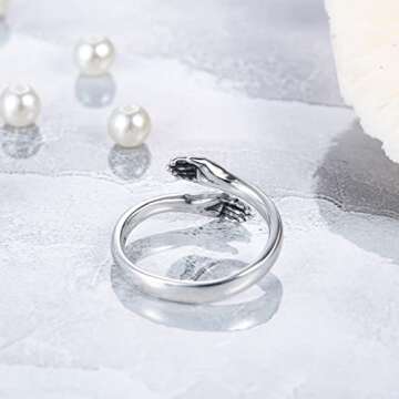 LOVECOM Mothers Day Gifts 925 Sterling Silver Hug Rings for Women Adjustable Hugging Hands Open Promise Ring Friendship Ring Jewelry Birthday Valentines Cristmas Gifts for Couple Daughter