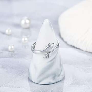 LOVECOM Mothers Day Gifts 925 Sterling Silver Hug Rings for Women Adjustable Hugging Hands Open Promise Ring Friendship Ring Jewelry Birthday Valentines Cristmas Gifts for Couple Daughter