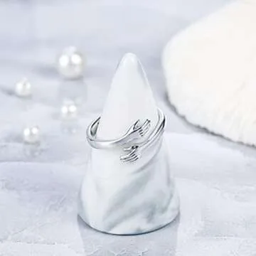 LOVECOM Mothers Day Gifts 925 Sterling Silver Hug Rings for Women Adjustable Hugging Hands Open Promise Ring Friendship Ring Jewelry Birthday Valentines Cristmas Gifts for Couple Daughter