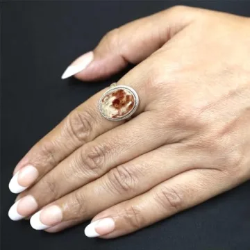 Stunning JEWELOPORIUM Brown Garnet Silver Ring for Women