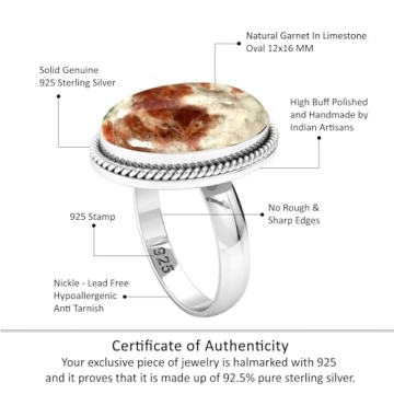 Stunning JEWELOPORIUM Brown Garnet Silver Ring for Women