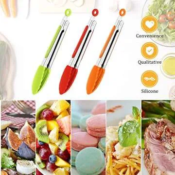 9 Inch Kitchen Tongs Non-Stick Set of 3 for Grilling