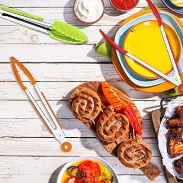 9 Inch Kitchen Tongs Non-Stick Set of 3 for Grilling