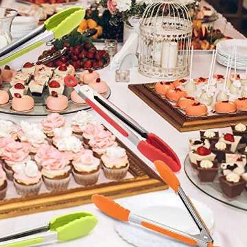 9 Inch Kitchen Tongs Non-Stick Set of 3 for Grilling