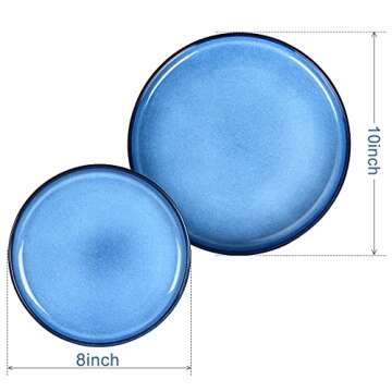 MEKY Dinner Plates, Ceramic 10 inch Round Dish Plates Set of 4, Easy to Clean, Microwave Oven Dishwasher Safe, Scratch Resistant, Kitchen Porcelain Serving Dishes - Premium Reactive Glaze 4