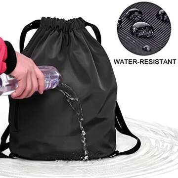 Karani Drawstring Backpack for Women, Gym Bag for Men Waterproof Nylon, Large Sports Bag with Adjustable Shoulder Strap