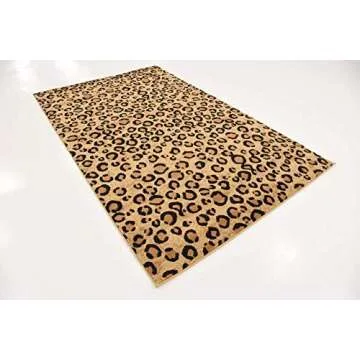 Unique Loom Wildlife Collection Area Rug - Leopard - 5' 3" x 8' Rectangle