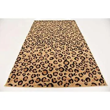 Unique Loom Leopard Area Rug - Wildlife Collection - 5' 3" x 8'