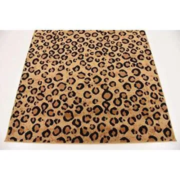 Unique Loom Leopard Area Rug - Wildlife Collection - 5' 3" x 8'