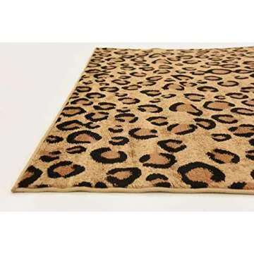 Unique Loom Leopard Area Rug - Wildlife Collection - 5' 3" x 8'