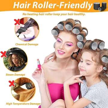39PCS Self Grip Curlers 3 Sizes - Black 2.5in, 1.9in, 1.4in Rollers with Duckbill Clips for Long, Medium, Short, Thick, Fine Hair Volume and Bangs