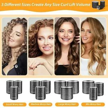 39PCS Self Grip Curlers 3 Sizes - Black 2.5in, 1.9in, 1.4in Rollers with Duckbill Clips for Long, Medium, Short, Thick, Fine Hair Volume and Bangs