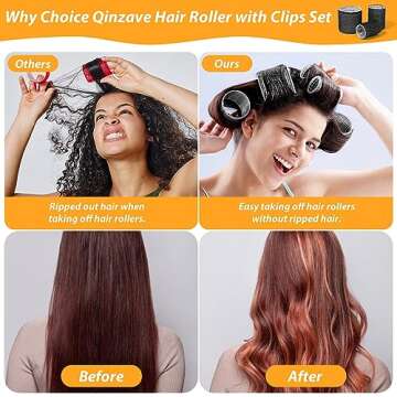 39PCS Self Grip Curlers 3 Sizes - Black 2.5in, 1.9in, 1.4in Rollers with Duckbill Clips for Long, Medium, Short, Thick, Fine Hair Volume and Bangs