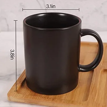 Smilatte 11 oz Matte Black Porcelain Coffee Mug - Elegant Ceramic Cup