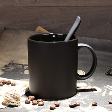 Smilatte 11 oz Matte Black Porcelain Coffee Mug - Elegant Ceramic Cup