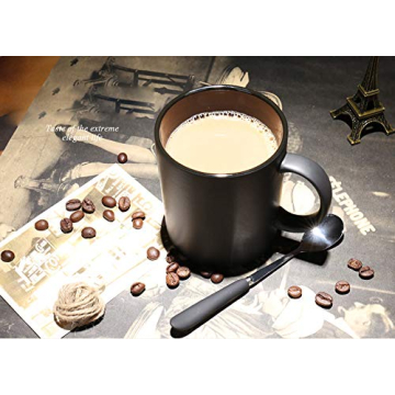 Smilatte 11 oz Matte Black Porcelain Coffee Mug - Elegant Ceramic Cup