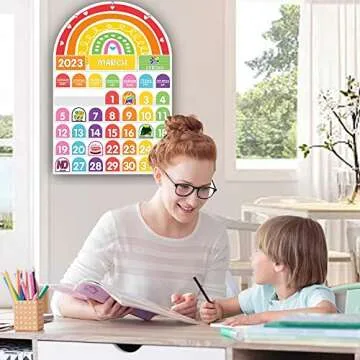 Topzh Calendar Pocket Chart for Kids - 96 Activity Cards