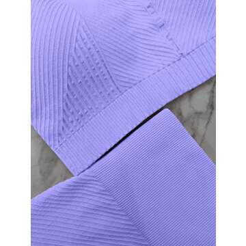 OYS Workout Set for Women 2 Piece Seamless Ribbed Yoga Outfits Active Strappy Bra Gym High Waisted S...