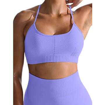 OYS Seamless Ribbed Yoga Outfit for Women