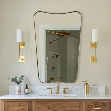 ANDY STAR 24x36 Gold Irregular Wall Mirror for Home