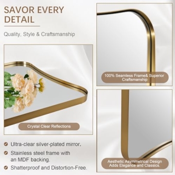 ANDY STAR 24x36 Gold Irregular Wall Mirror for Home