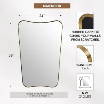 ANDY STAR 24x36 Gold Irregular Wall Mirror for Home