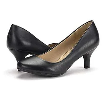 DREAM PAIRS Women's Luvly Black PU Bridal Wedding Low Heel Pumps - 11 M US