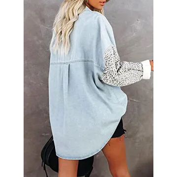Chic Oversized Leopard Denim Jacket for Women