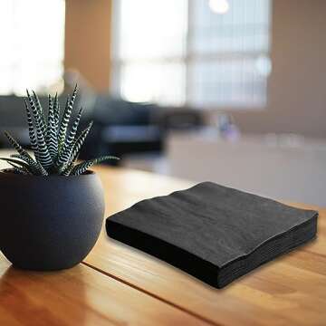 Elegant 2 Ply Black Cocktail Napkins - Pack of 200