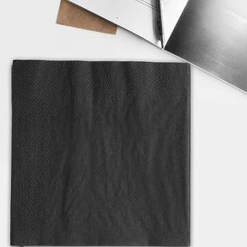 Elegant 2 Ply Black Cocktail Napkins - Pack of 200