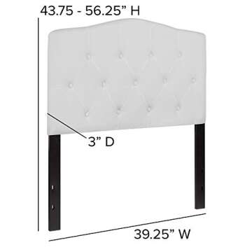 EMMA + OLIVER Tufted Upholstered Twin Size Headboard in White Fabric