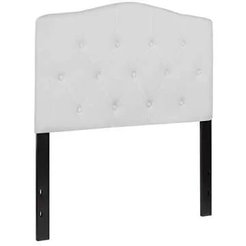 EMMA + OLIVER Tufted Upholstered Twin Size Headboard in White Fabric