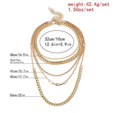 CIBIRICH Punk Chain Chunky Necklaces for women Multilayer Collar Necklace Gold